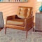 Baxton Studio Perris Mid-Century Modern Tan Faux Leather and Walnut Brown Finished Wood Lounge Chair 175-10869-Zoro - alternate 6